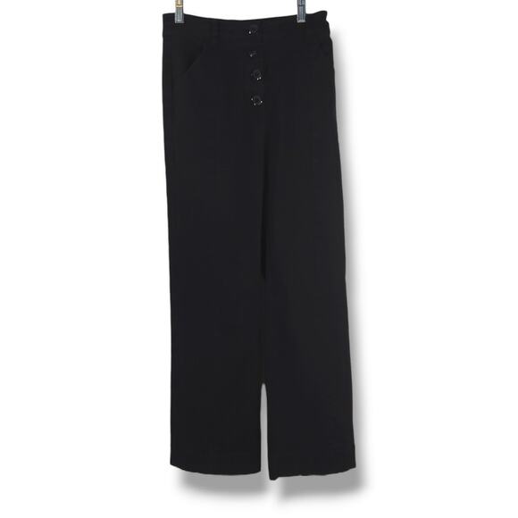 Urban Outfitters Wide Leg High Rise Button Front Dress Pants Black Minimalist S - Picture 3 of 11
